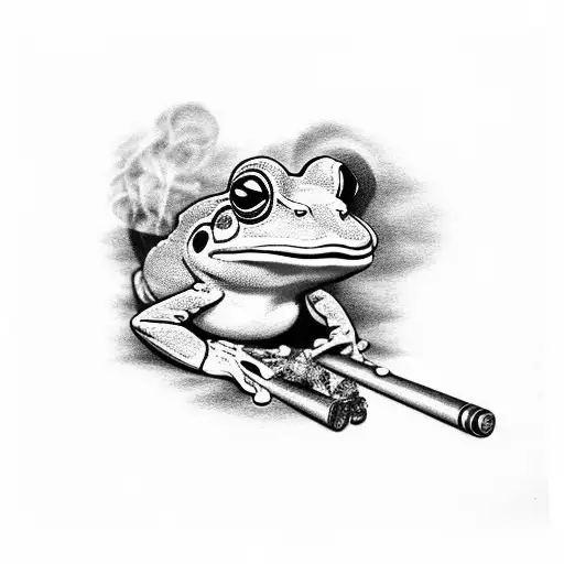 Frog Smoking A Pipe With Smoke