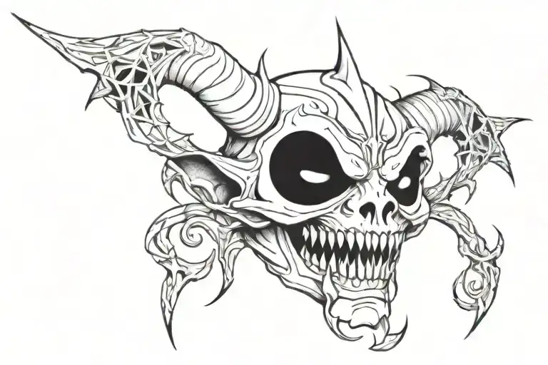 Scary Demon With Satanic Symbols