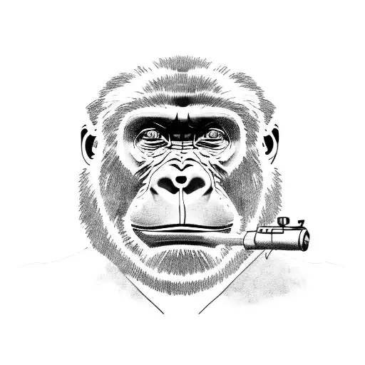 A Gorilla Holding A Smoking Gun
