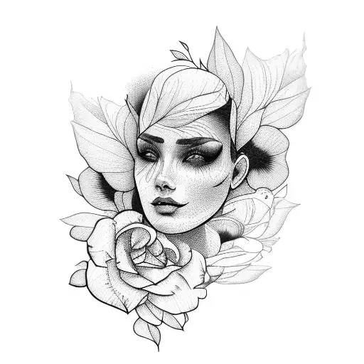 Rosto Feminino Com Floral