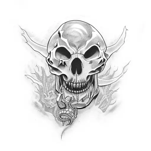 A Terrifying Horror-themed Tattoo Featuring A Demonic Animal