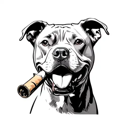 Animated Pitbull Licking To Roll Joint