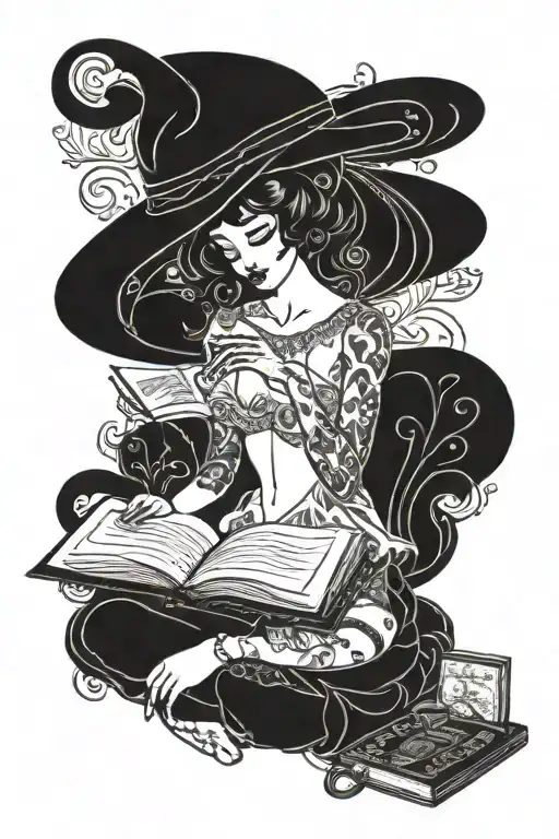A Vintage Burlesque Dancer Reading A Book Surrounded By Art Supplies