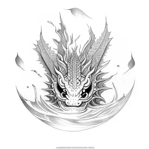 A Captivating Tattoo Showcasing The Beauty Of The Water Dragon And Earth Dragon