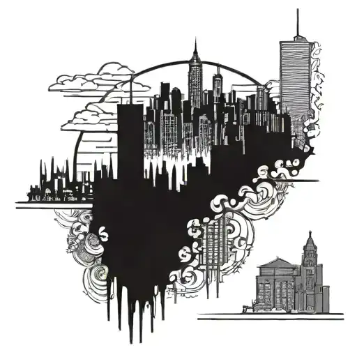 Skyline Gotham City Skyline In The Background