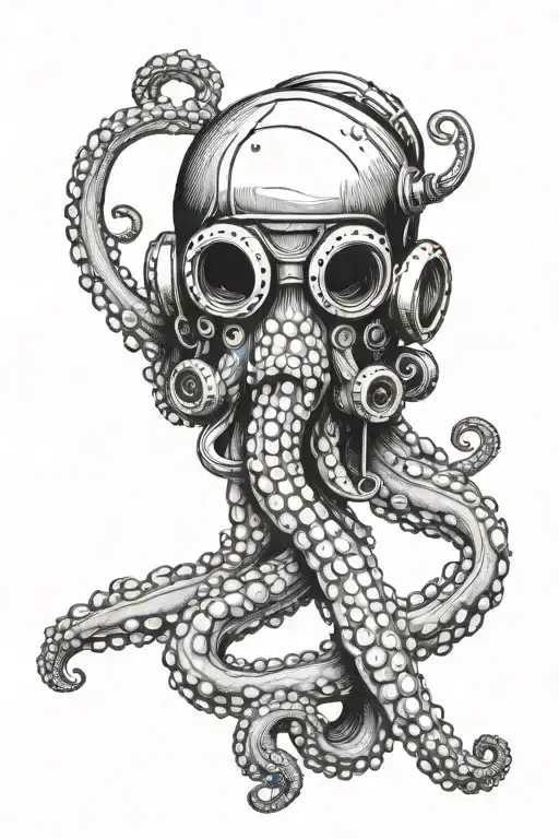 Octopus Wearing Diver Helmet