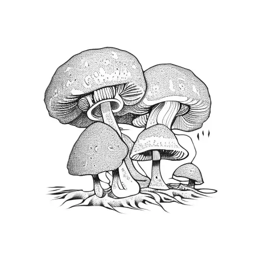 Trippy Mushrooms Growing Up A Tree