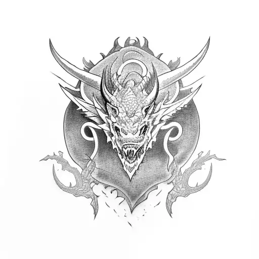 Left Side Dragon And Right Side Bull