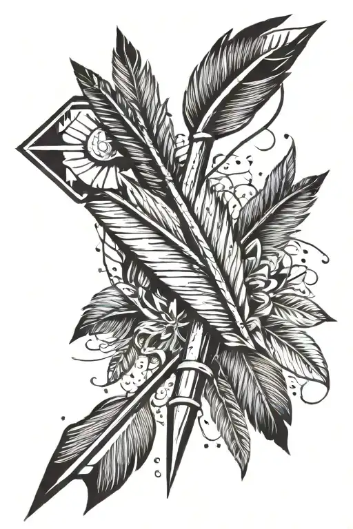 Arrow With Arrowhead And 3 Feathers