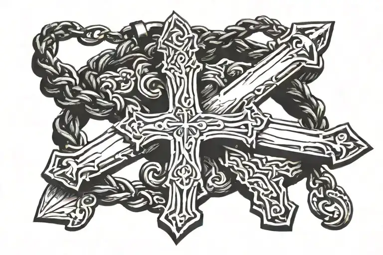 Bracelet With An Old Wooden Cross Turning Into An Anchor