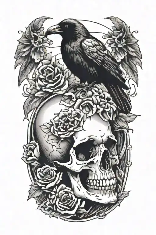 Crow Sitting On A Skull