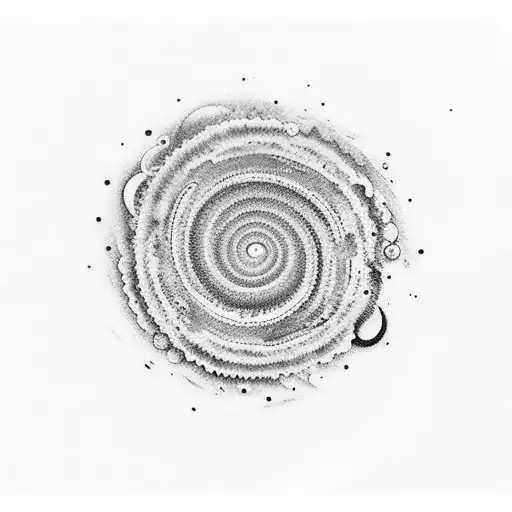 A Dotwork Tattoo Of A Spiral Galaxy Formed By Mathematical Equations