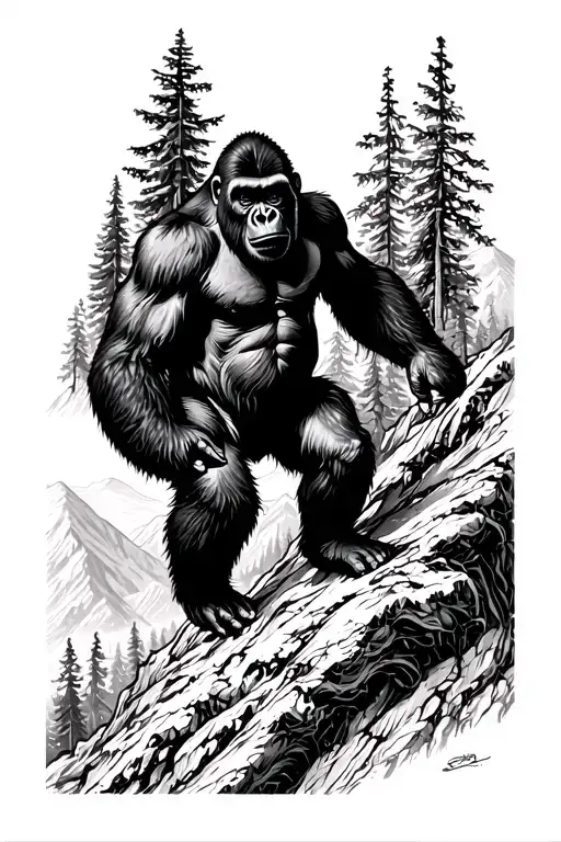 Gorilla Climbing Mountain