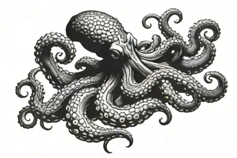 Spearfishing Man Octopus Crab