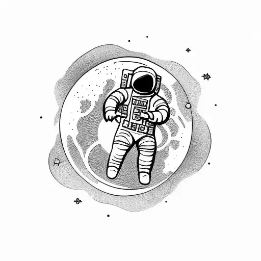 Astronaut Looking Down At Small Earth