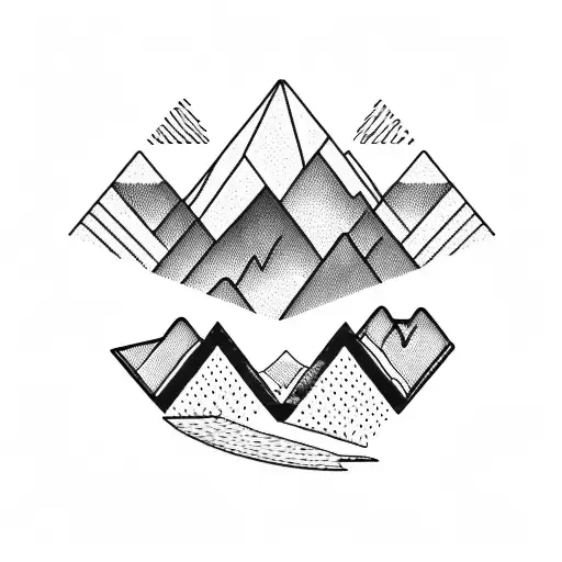 Mountains And A Baseball Diamond Merging Together In A Blackwork Design