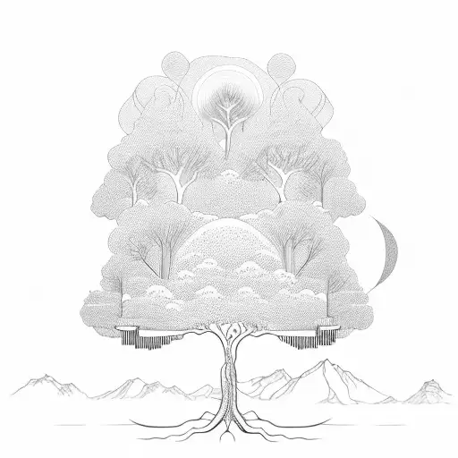 Tree Of Life And Mountains