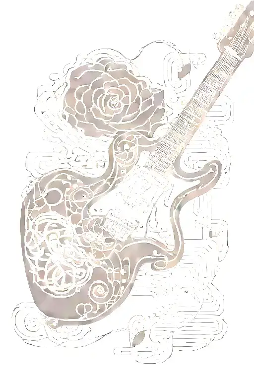 Electric Guitar With Notes Coming Out Of The Neck