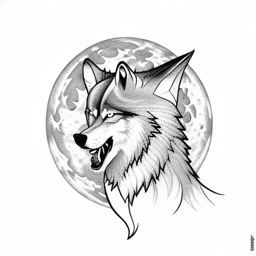 A Wolf Howling At The Moon With Musical Notes Surrounding It