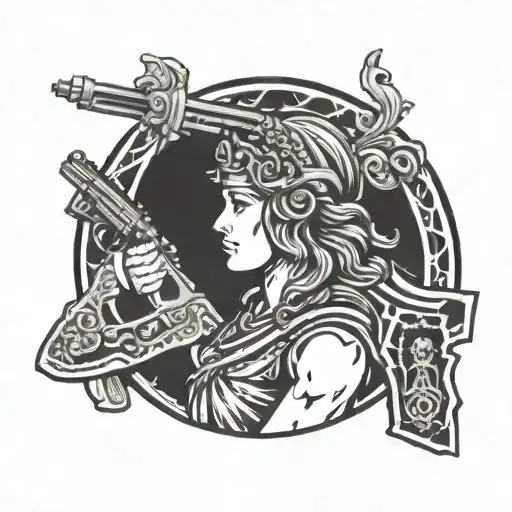 Justitia With Headshot And Gun M16