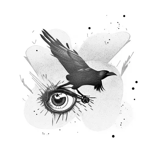 Combine A Crow And An Eye In A Surreal And Abstract Design