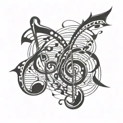 Heavy Metal Music Notes Intertwined