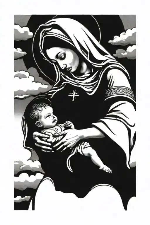 Mother Mary Holding Baby