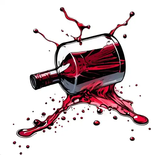 Broken Bottle Of Wine Spilling Wine