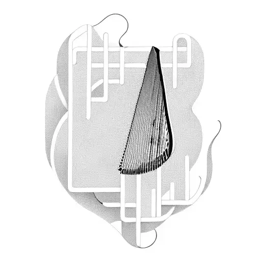 A Minimalist Design Of A Harp Guitar And Piano Keys Forming A Rainbow Shape