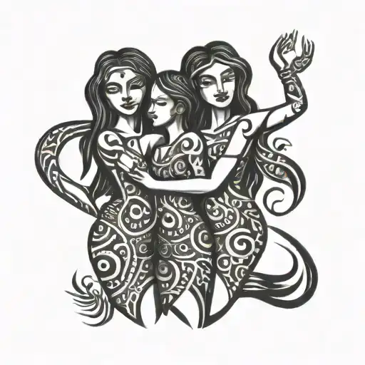 The Three Graces In African Style Tribal Arm