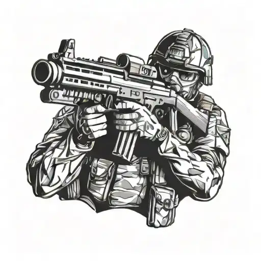 A Soldier Holding A Gun