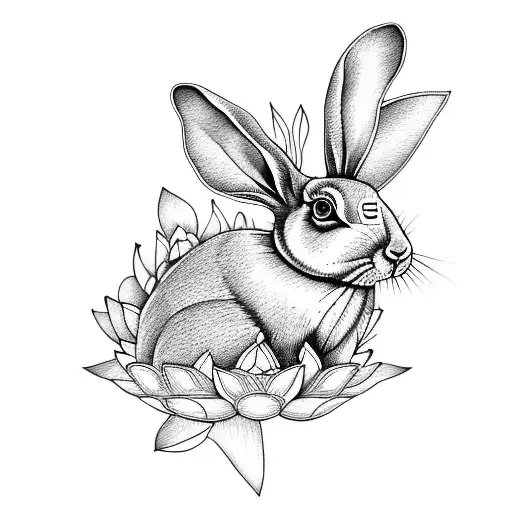 Rabbit With Lotus Flower