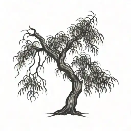 Leaning Weeping Willow Tree