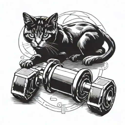 Cat And Gym Dumbbell Transformed
