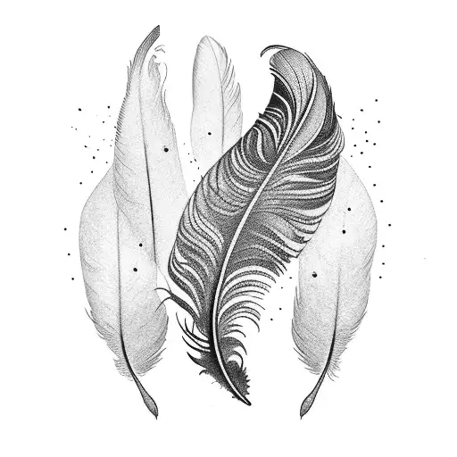 An Intricate Blackwork Tattoo Of A Feather Pen Transforming Into A Flock Of Birds