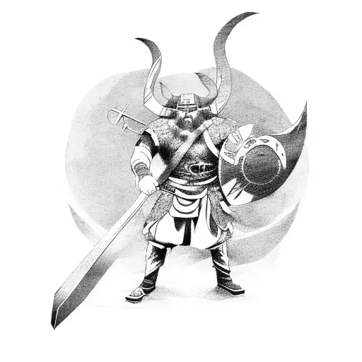 Anime-inspired Viking Warrior With A Heavy Bass Guitar