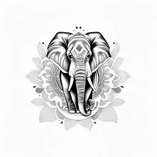 Elephant With Flowers