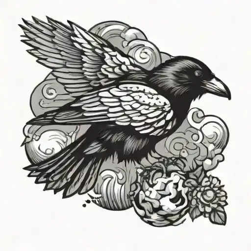 A Crow Hit By A Stone Mid Flight