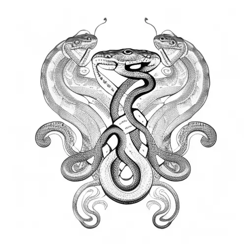 Snakes And Roman Design In The Back