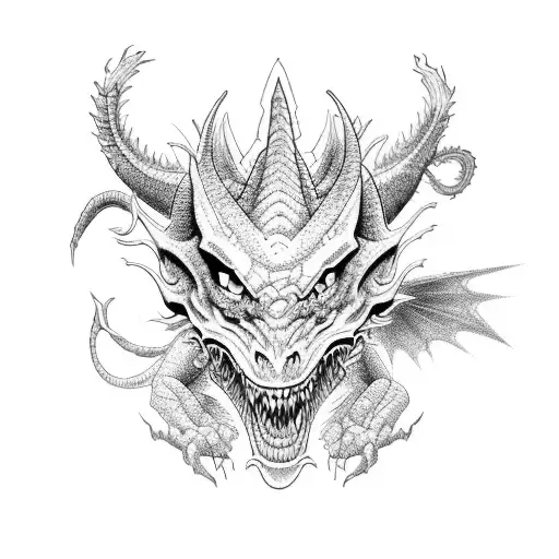 A Demon And A Dragon Engaged In An Epic Battle