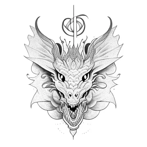 Dragon And Flower Intertwined