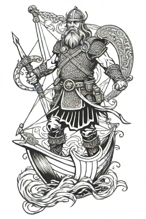 Viking Warrior On A Ship