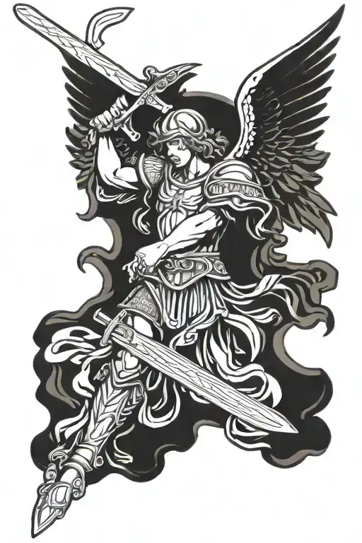 Saint Micheal Angel Holding A Sword