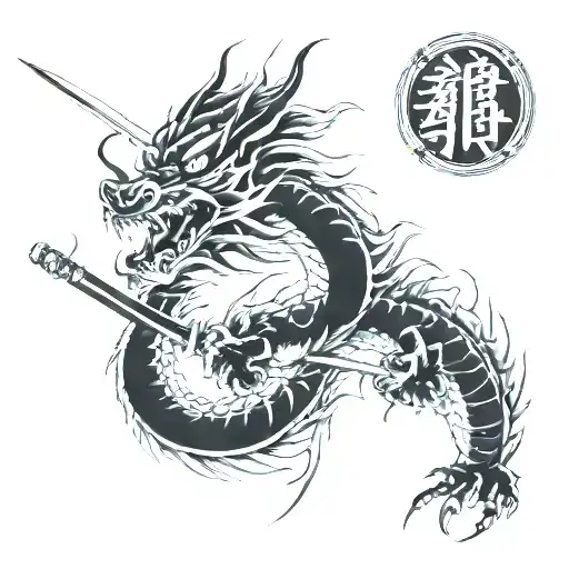 Japanese Dragon With Katana