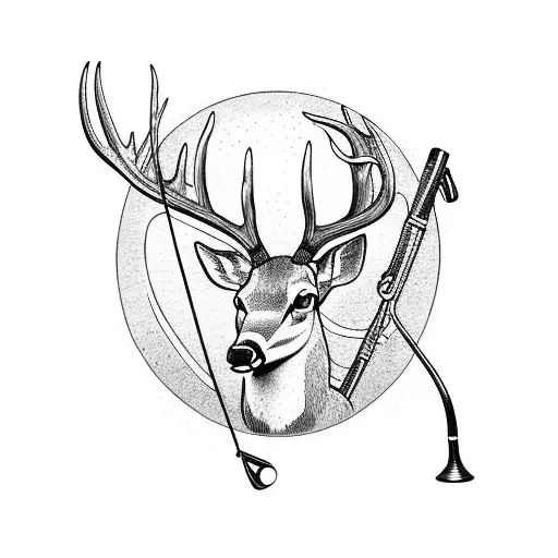 Deer Antlers Fishing Pole Rifle And Bow