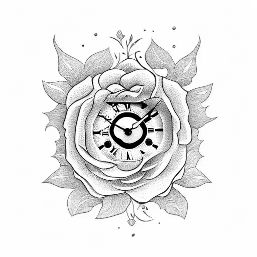 Old Clock With Roses