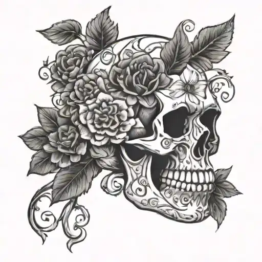 Skull With Flowers