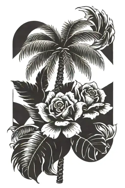 Palm Tree And Rose