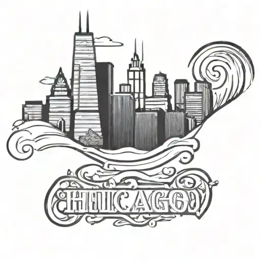 Chicago Skyline With A Harry Davidson Logo