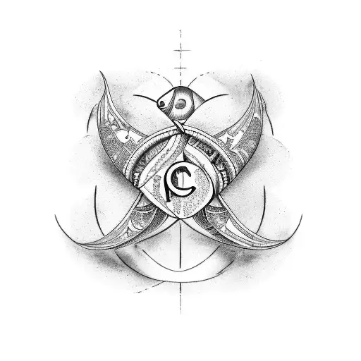 Pisces Wrapped With The Initials Tm At Duak